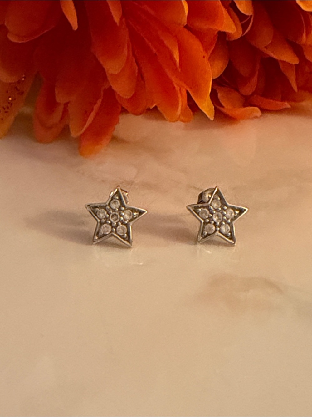 Silver Star CZ Stud Earrings in Silver